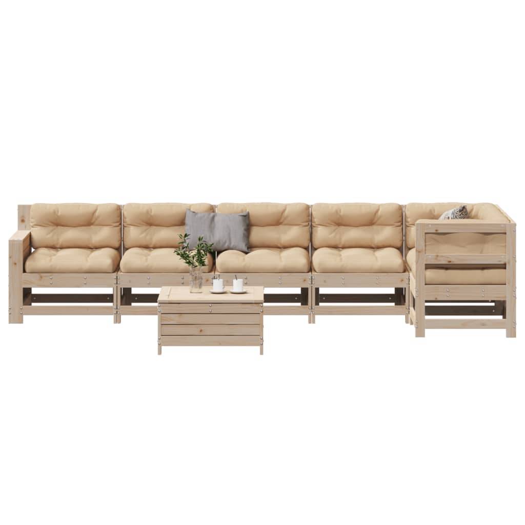 vidaXL 7-tlg. Garten-Lounge-Set mit Kissen Massivholz Kiefer