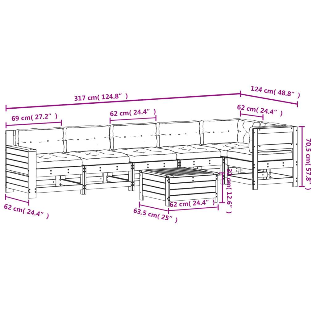 vidaXL 7-tlg. Garten-Lounge-Set mit Kissen Massivholz Kiefer