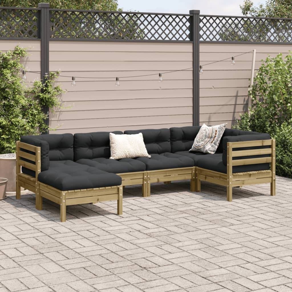 vidaXL 6-tlg. Garten-Sofagarnitur mit Kissen Kiefernholz Imprägniert
