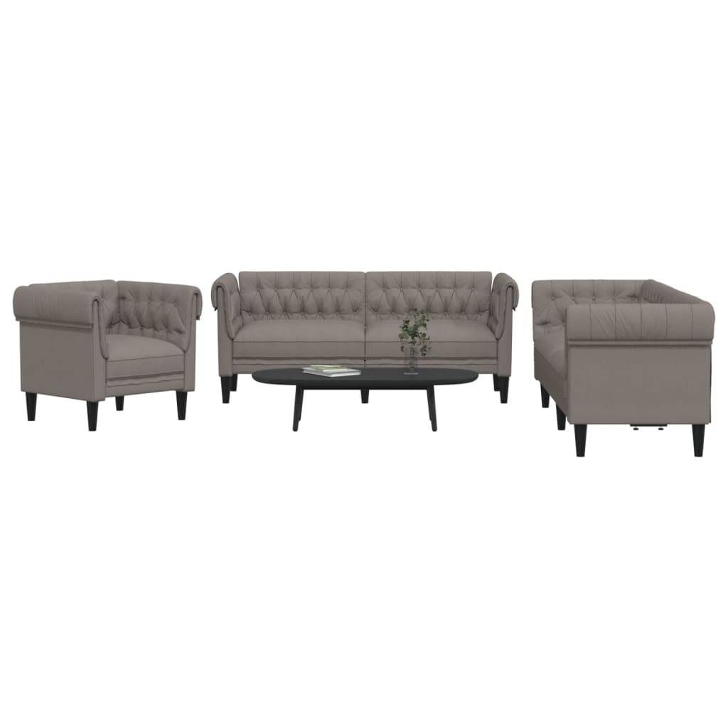 vidaXL 3-tlg. Sofagarnitur Taupe Stoff