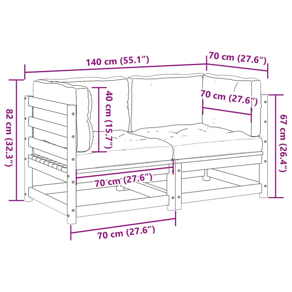 vidaXL 2-tlg. Garten-Sofagarnitur mit Kissen Wachsbraun Kiefernholz