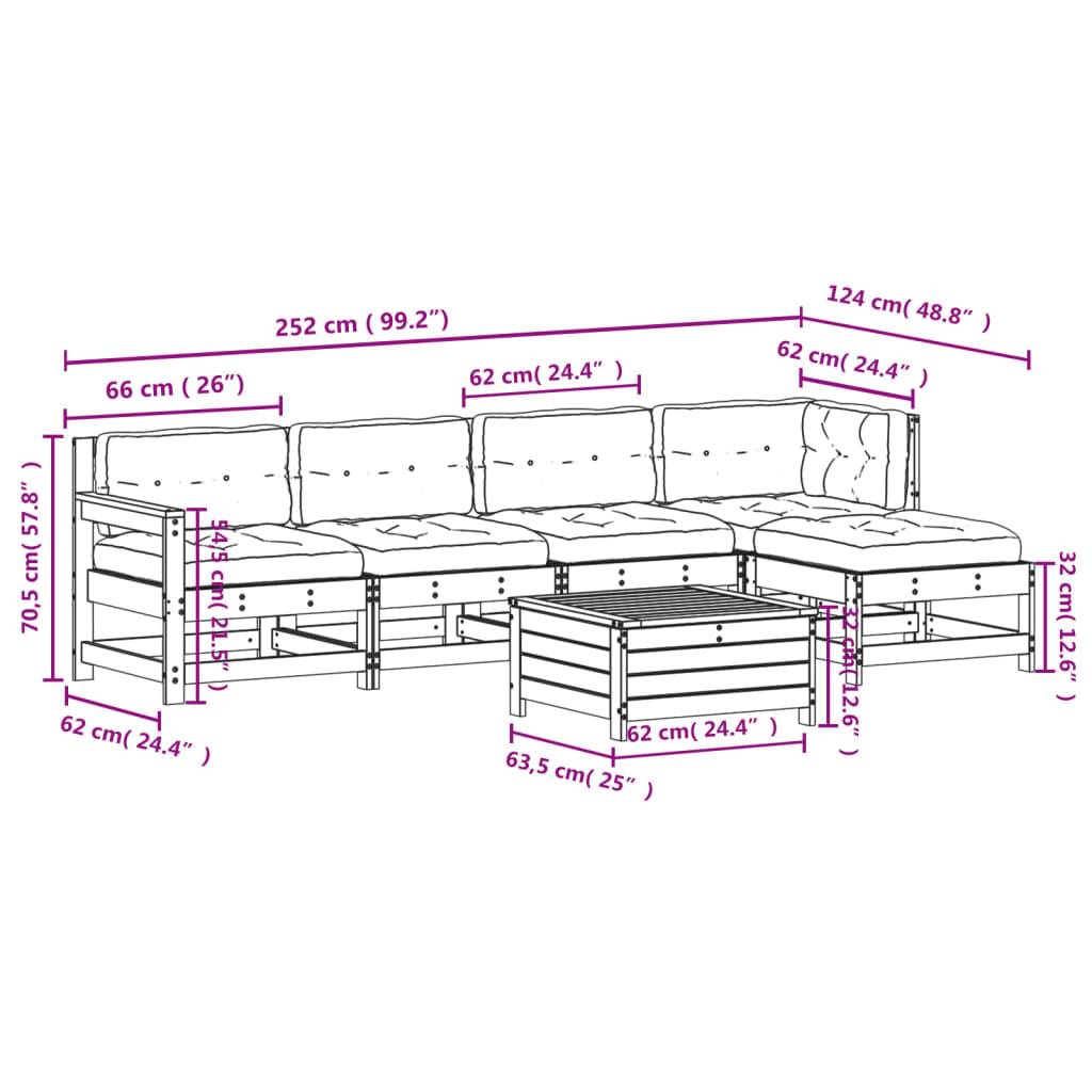 vidaXL 6-tlg. Garten-Lounge-Set mit Kissen Weiß Massivholz Kiefer