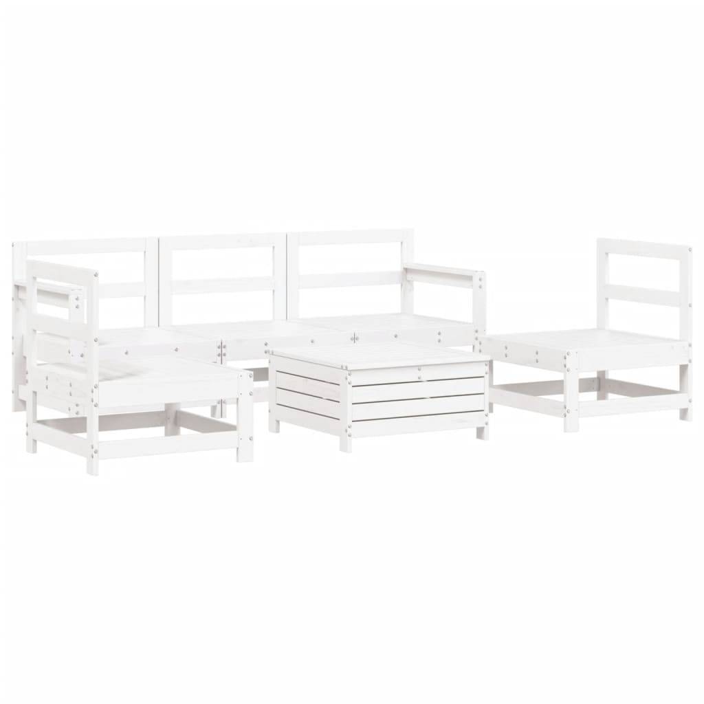 vidaXL 6-tlg. Garten-Sofagarnitur Weiß Massivholz Kiefer