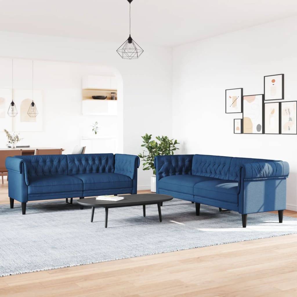vidaXL 2-tlg. Sofagarnitur Blau Stoff