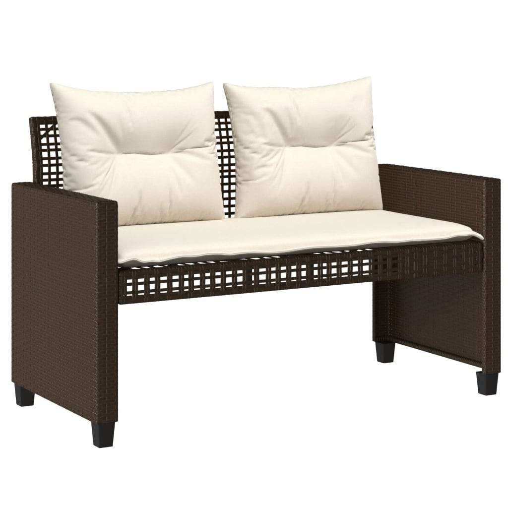 vidaXL 4-tlg. Garten-Sofagarnitur mit Kissen Braun Poly Rattan Glas