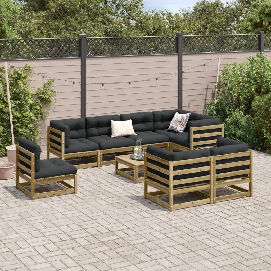 vidaXL 9-tlg. Garten-Sofagarnitur Kiefernholz Imprägniert