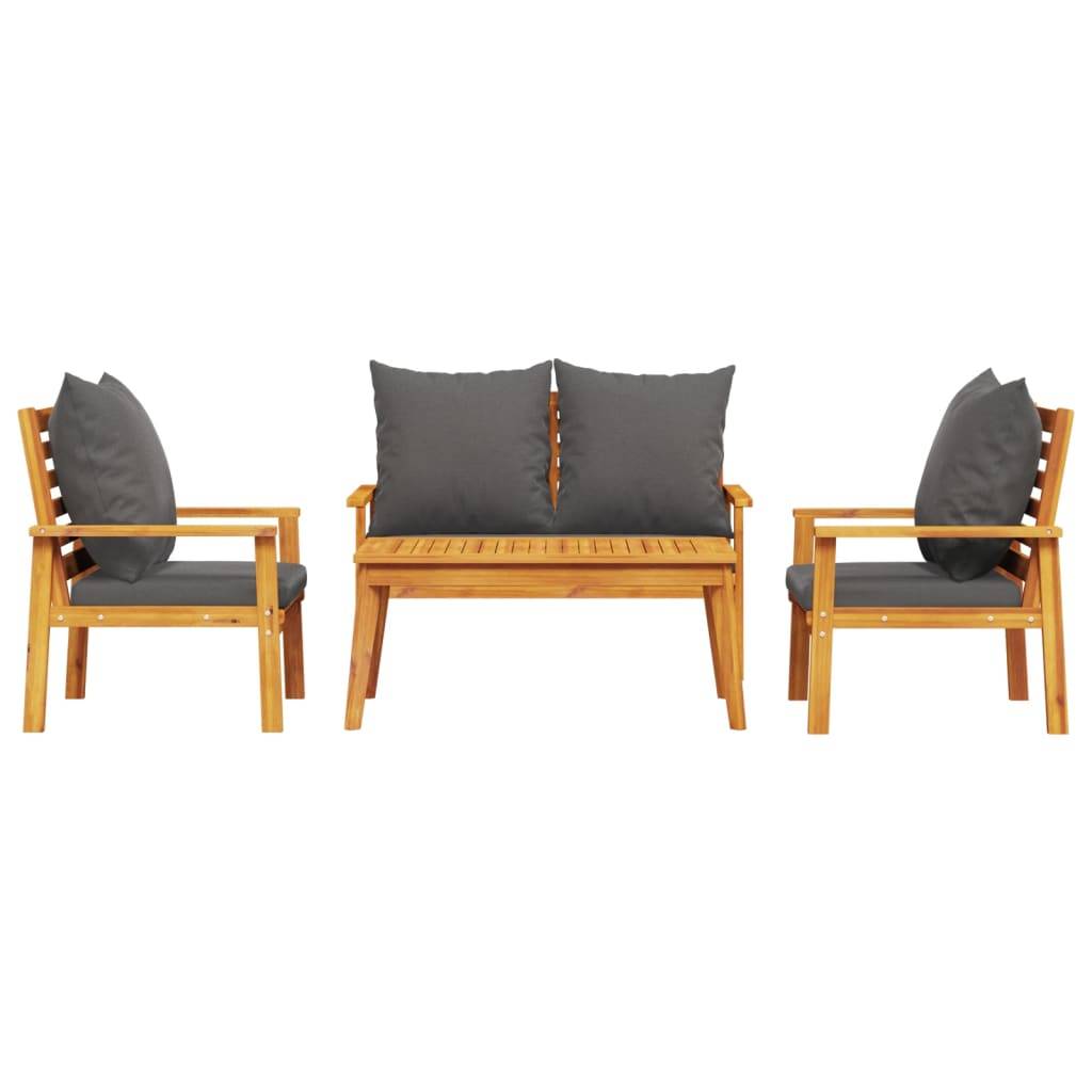 vidaXL 4-tlg. Garten-Lounge-Set mit Kissen Massivholz Akazie