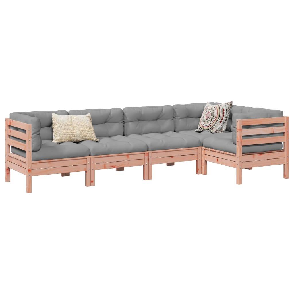 vidaXL 5-tlg. Garten-Sofagarnitur mit Kissen Massivholz Douglasie