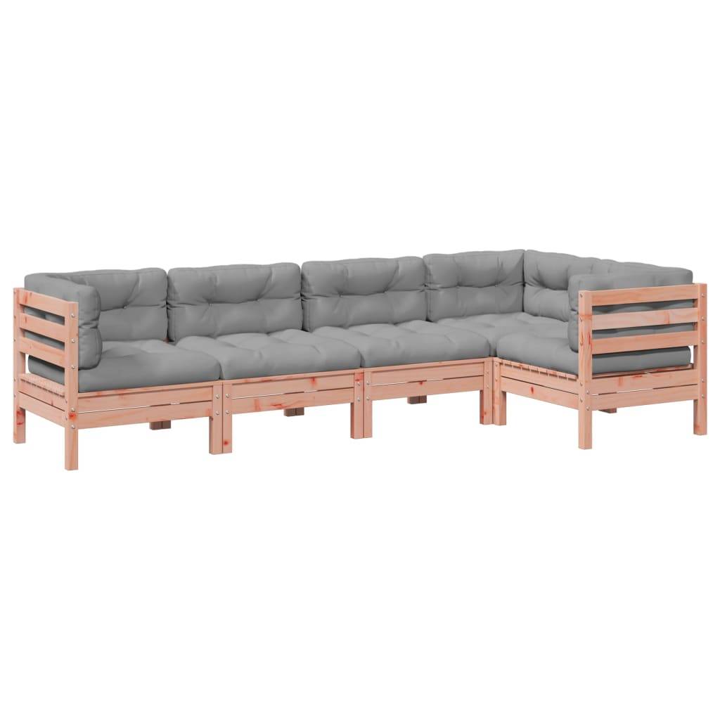 vidaXL 5-tlg. Garten-Sofagarnitur mit Kissen Massivholz Douglasie
