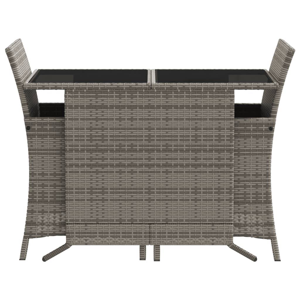 vidaXL 3-tlg. Bistro-Set mit Kissen Grau Poly Rattan