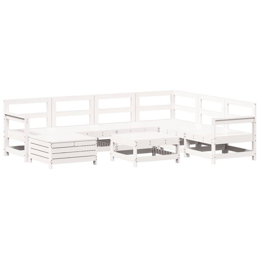 vidaXL 8-tlg. Garten-Sofagarnitur Weiß Massivholz Kiefer