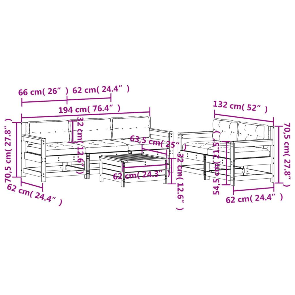 vidaXL 6-tlg. Garten-Lounge-Set mit Kissen Weiß Massivholz Kiefer