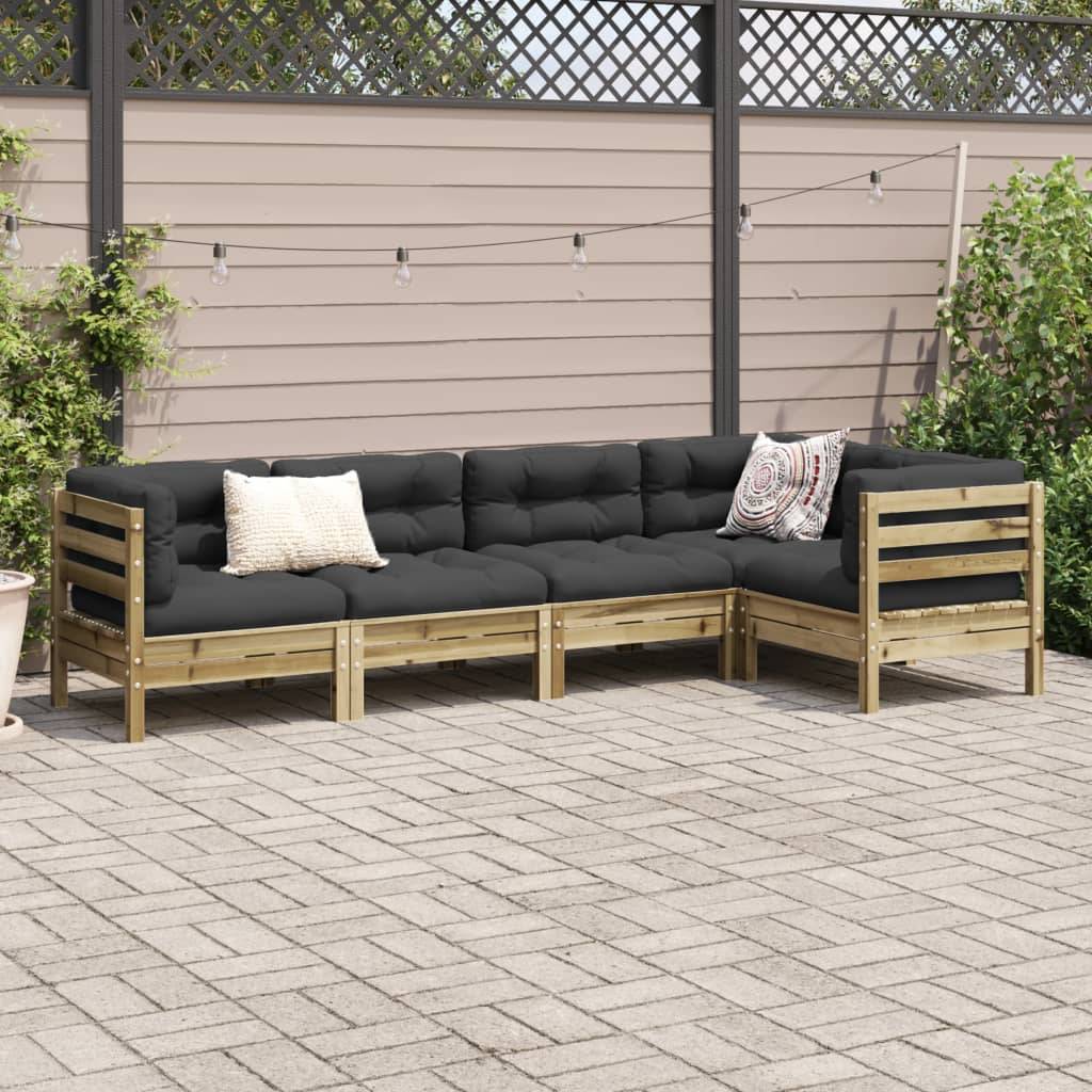 vidaXL 5-tlg. Garten-Sofagarnitur mit Kissen Kiefernholz Imprägniert