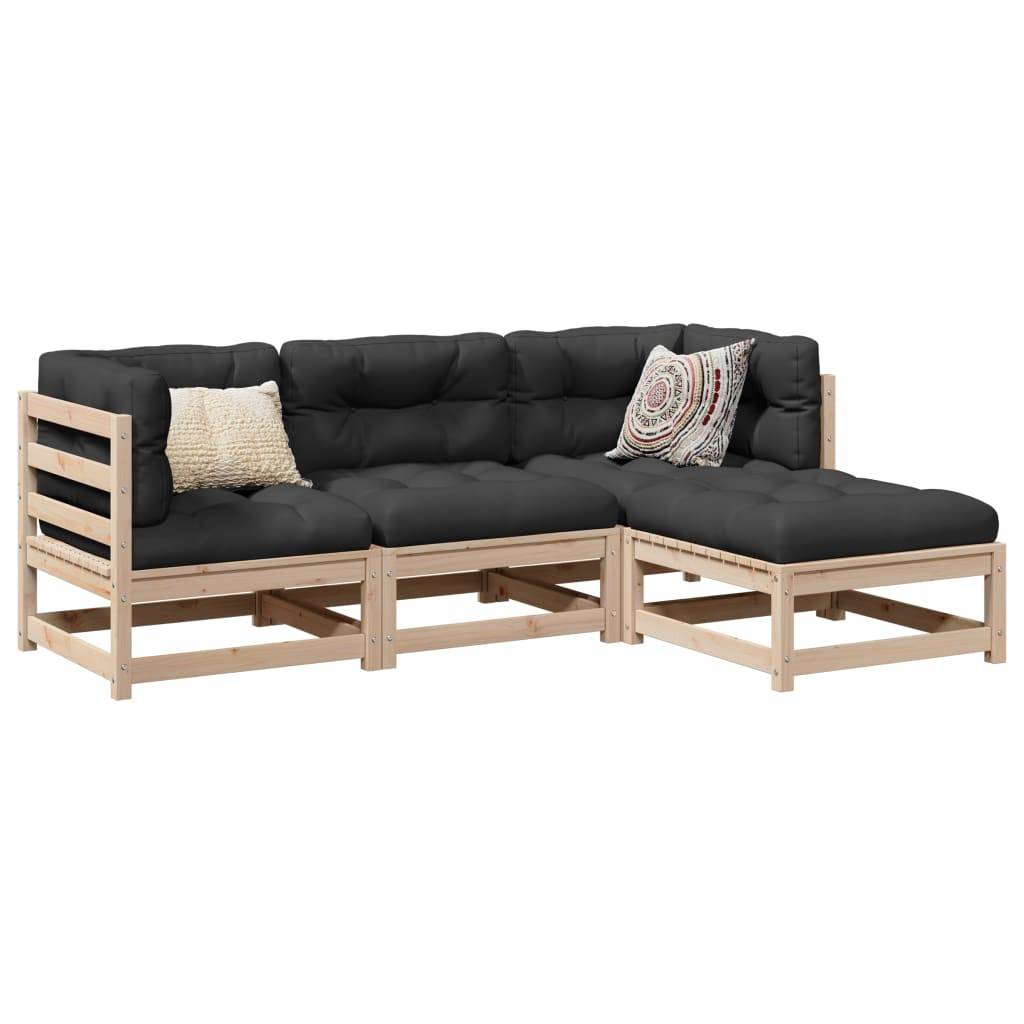 vidaXL 4-tlg. Garten-Sofagarnitur Massivholz Kiefer
