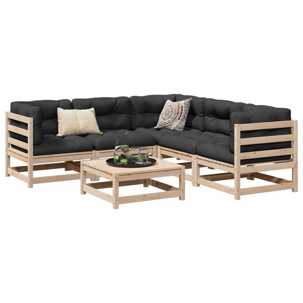 vidaXL 6-tlg. Garten-Sofagarnitur Massivholz Kiefer