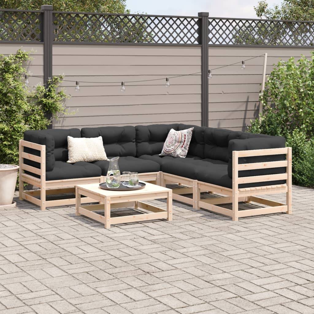 vidaXL 6-tlg. Garten-Sofagarnitur Massivholz Kiefer