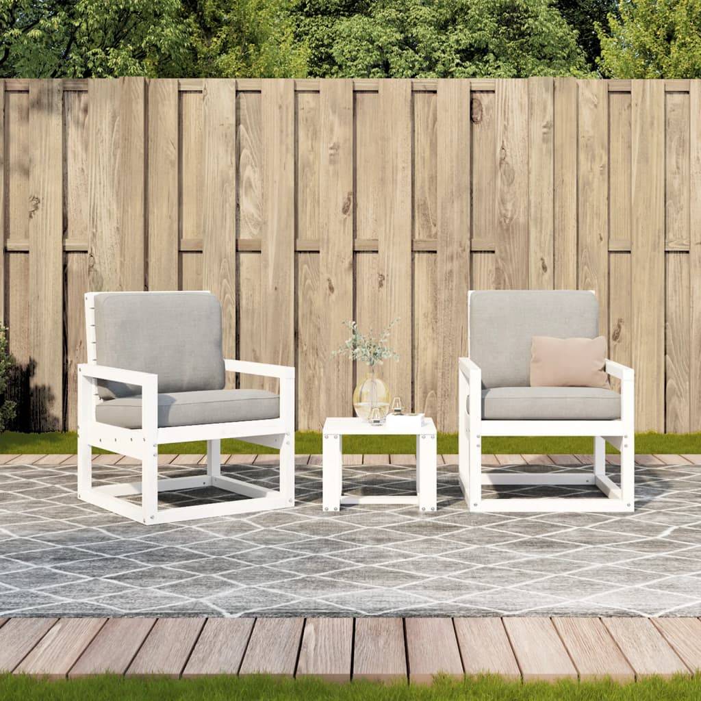 vidaXL 3-tlg. Garten-Lounge-Set Weiß Massivholz Kiefer