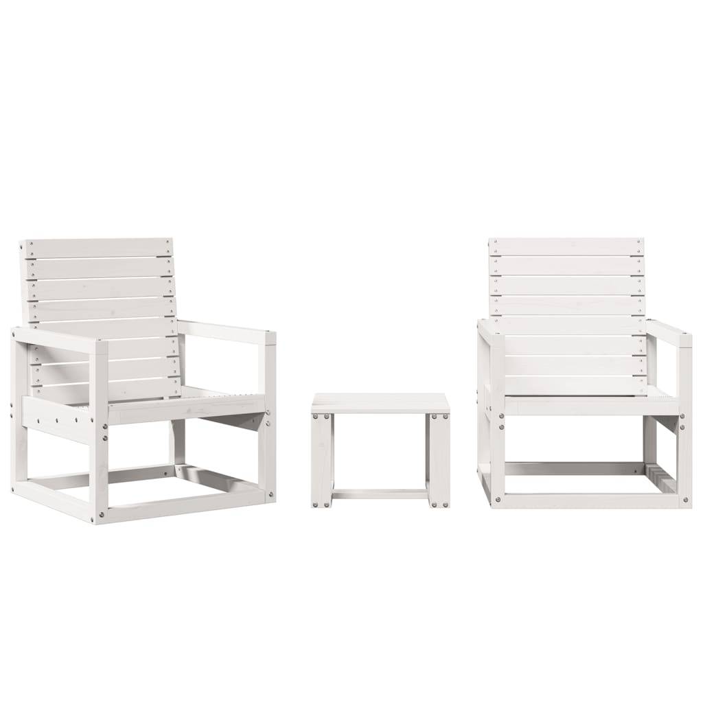 vidaXL 3-tlg. Garten-Lounge-Set Weiß Massivholz Kiefer