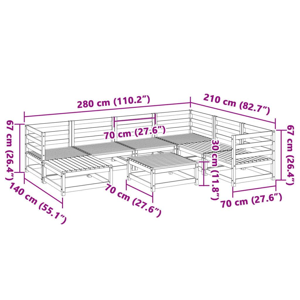 vidaXL 8-tlg. Garten-Sofagarnitur Massivholz Kiefer