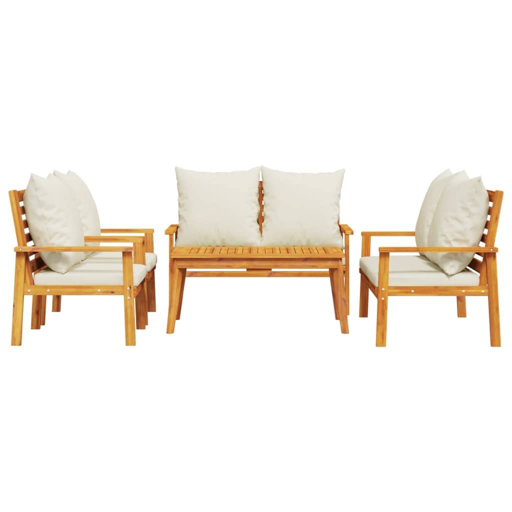 vidaXL 5-tlg. Garten-Lounge-Set mit Kissen Massivholz Akazie