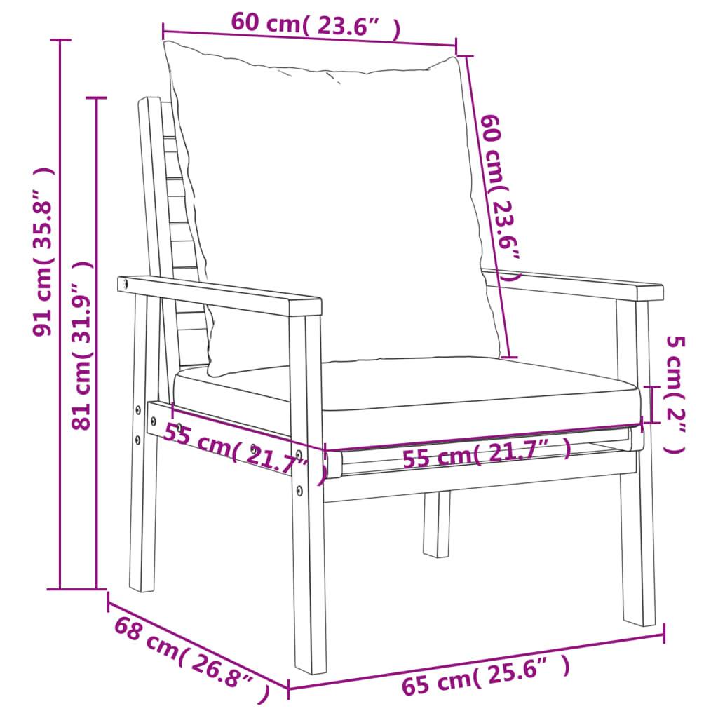vidaXL 4-tlg. Garten-Lounge-Set mit Kissen Massivholz Akazie