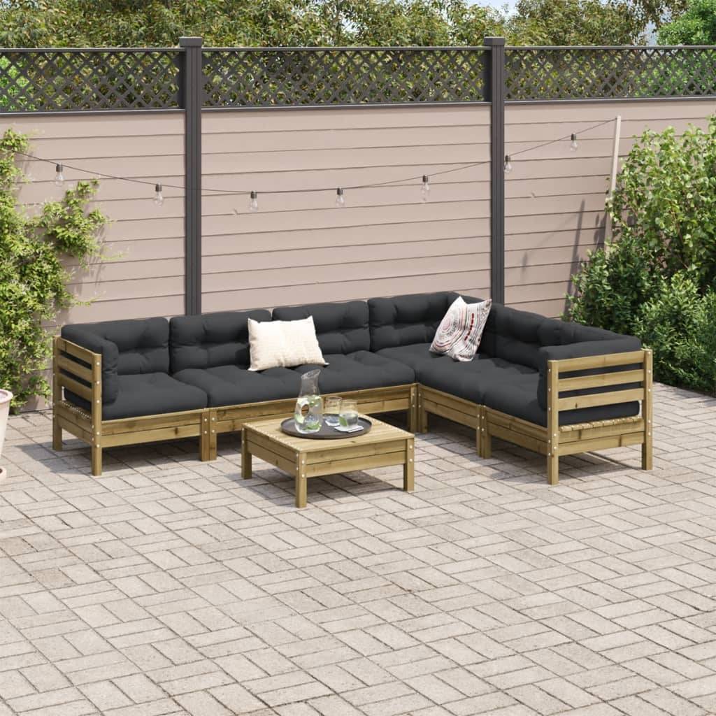 vidaXL 7-tlg. Garten-Sofagarnitur mit Kissen Kiefernholz Imprägniert