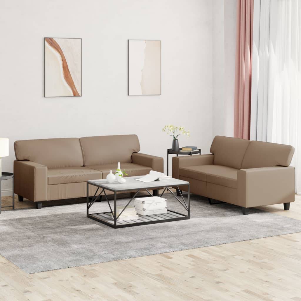 vidaXL 2-tlg. Sofagarnitur Cappuccino-Braun Kunstleder