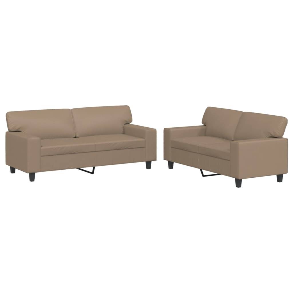vidaXL 2-tlg. Sofagarnitur Cappuccino-Braun Kunstleder