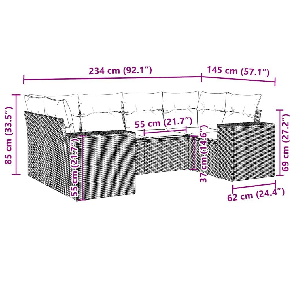 vidaXL 6-tlg. Garten-Sofagarnitur mit Kissen Beige Poly Rattan