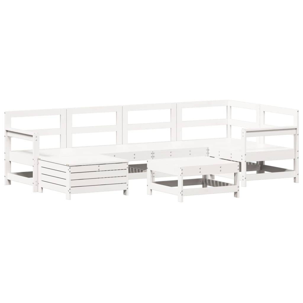 vidaXL 7-tlg. Garten-Sofagarnitur Weiß Massivholz Kiefer