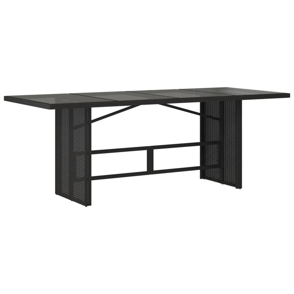 vidaXL Gartentisch mit Glasplatte Schwarz 190x80x75 cm Poly Rattan
