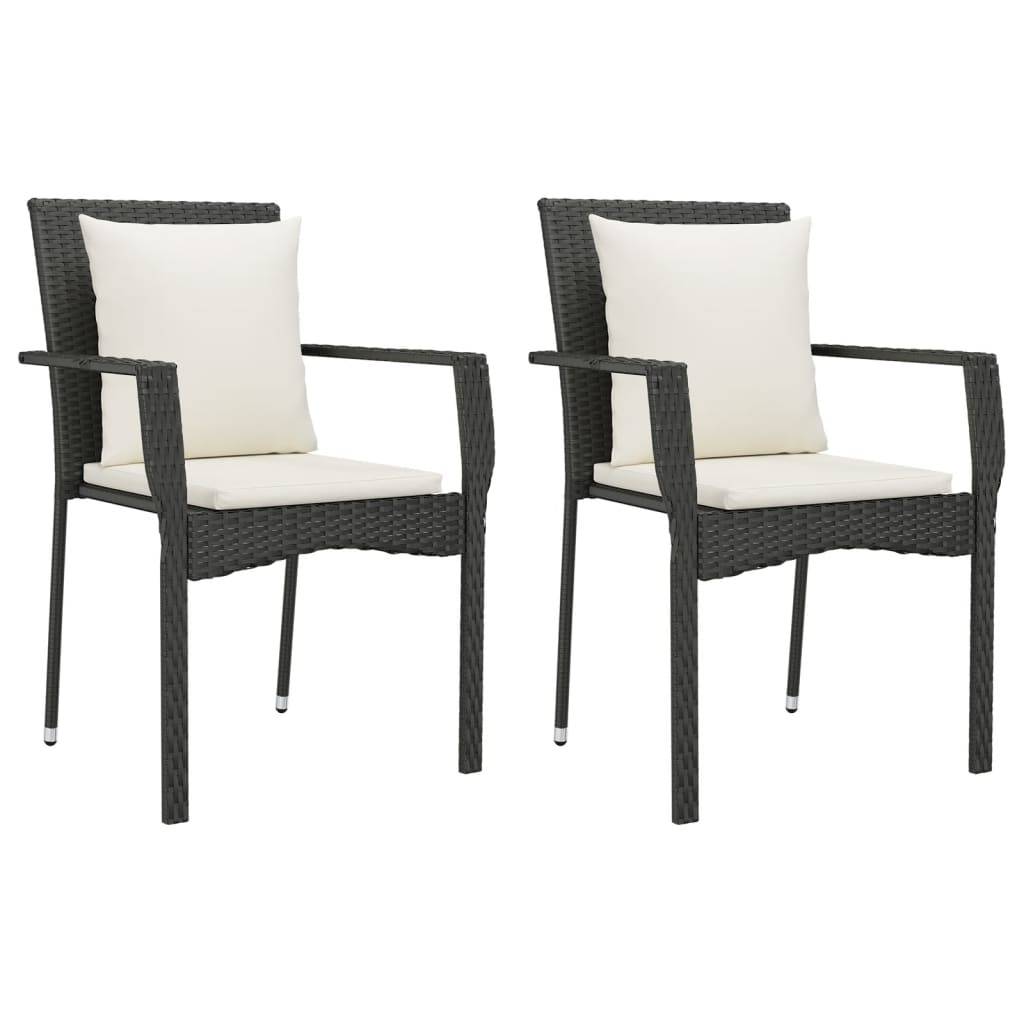 vidaXL 9-tlg. Garten-Essgruppe mit Kissen Schwarz Poly Rattan