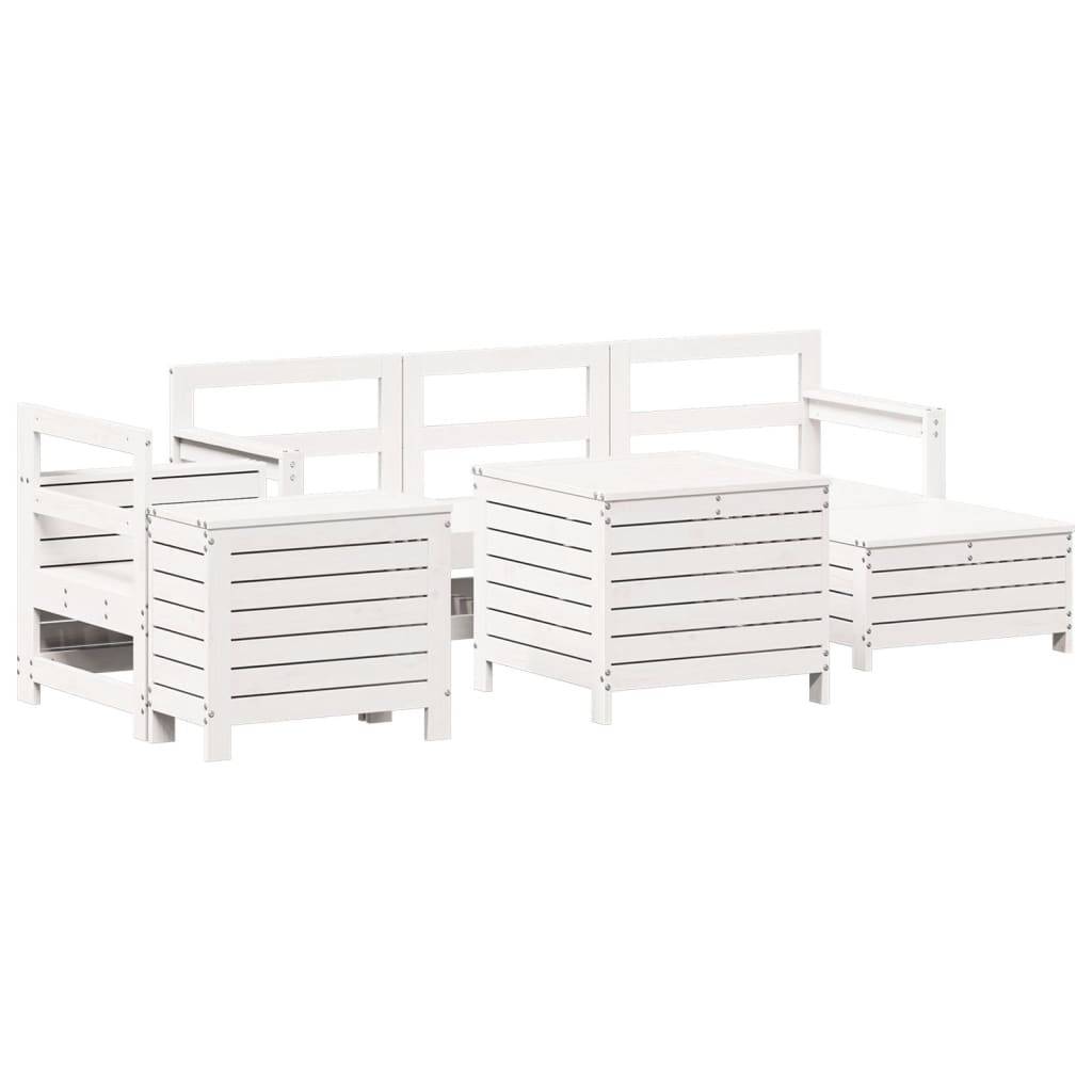 vidaXL 7-tlg. Garten-Sofagarnitur Weiß Massivholz Kiefer