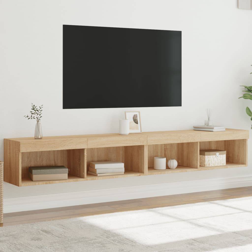 vidaXL TV-Schränke mit LED-Leuchten 2 Stk. Sonoma-Eiche 100x30x30 cm
