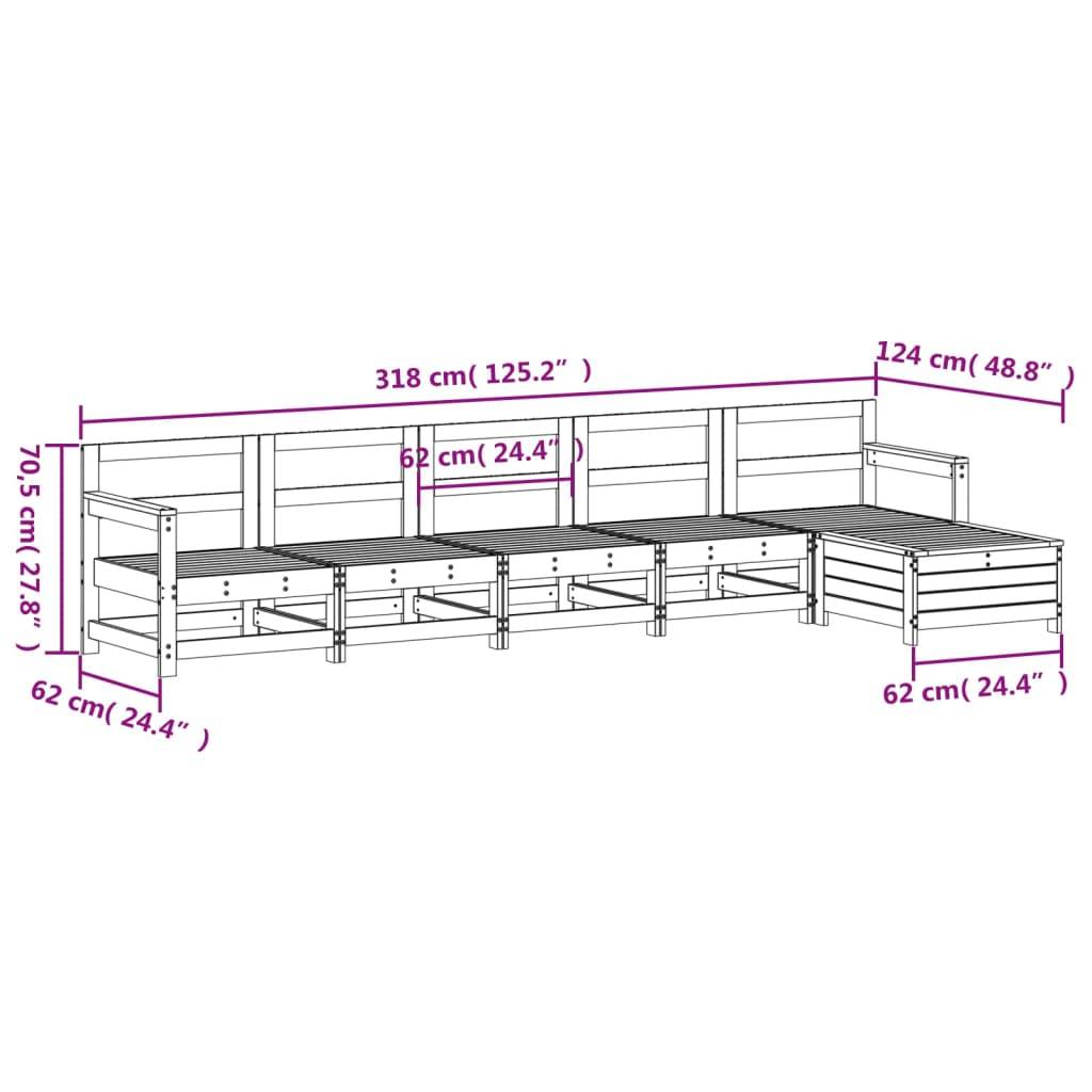 vidaXL 6-tlg. Garten-Sofagarnitur Weiß Massivholz Kiefer