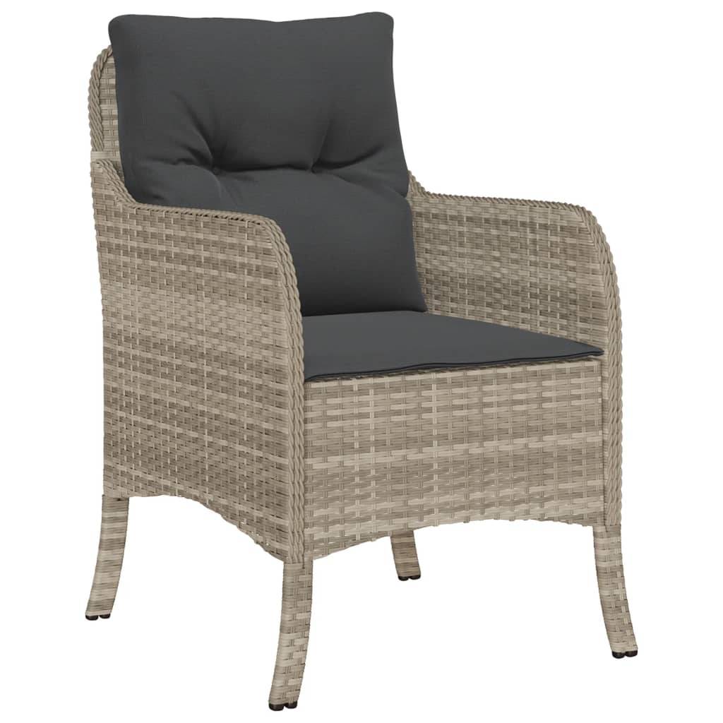 vidaXL 3-tlg. Garten-Essgruppe mit Kissen Hellgrau Poly Rattan
