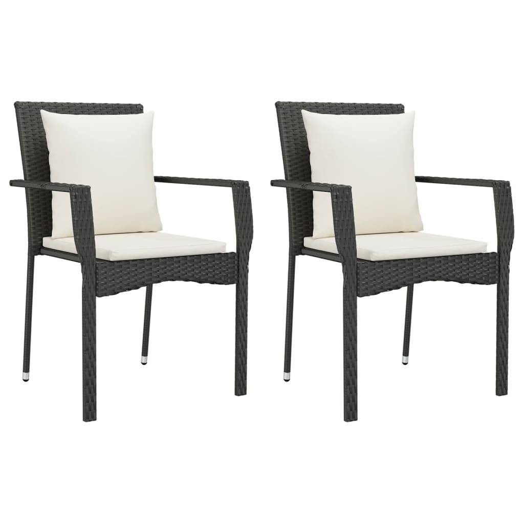 vidaXL 7-tlg. Garten-Essgruppe mit Kissen Schwarz Poly Rattan