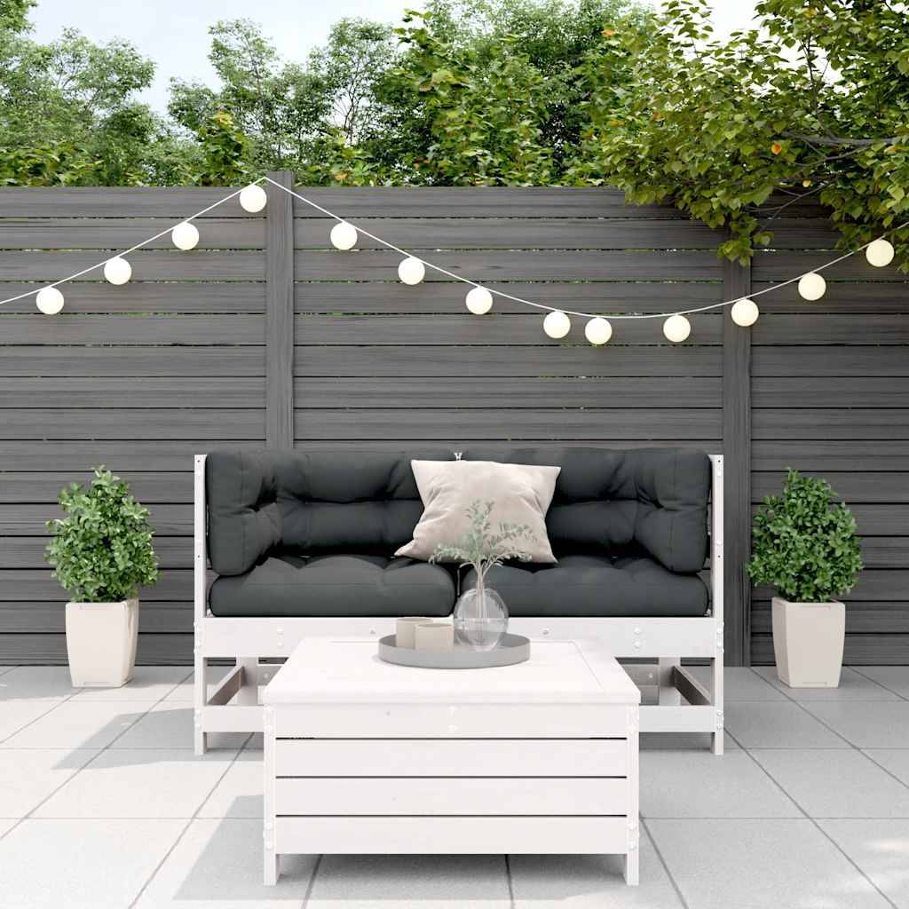 vidaXL 3-tlg. Garten-Lounge-Set mit Kissen Weiß Massivholz Kiefer