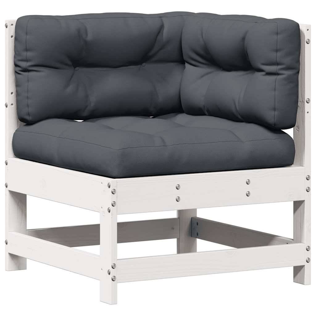 vidaXL 3-tlg. Garten-Lounge-Set mit Kissen Weiß Massivholz Kiefer