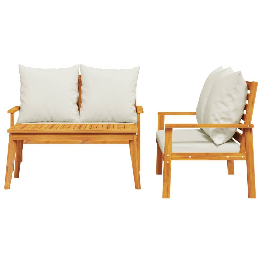 vidaXL 3-tlg. Garten-Lounge-Set mit Kissen Massivholz Akazie
