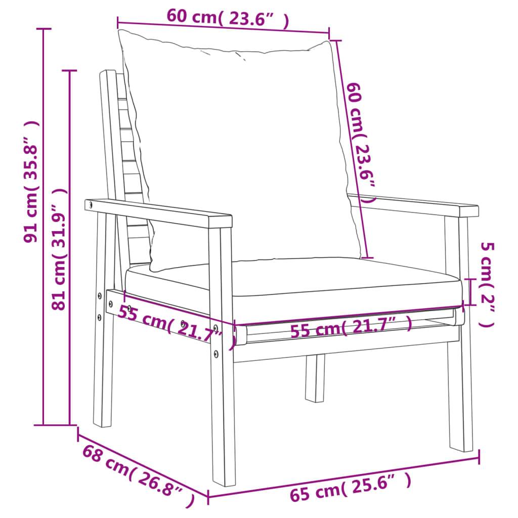 vidaXL 3-tlg. Garten-Lounge-Set mit Kissen Massivholz Akazie