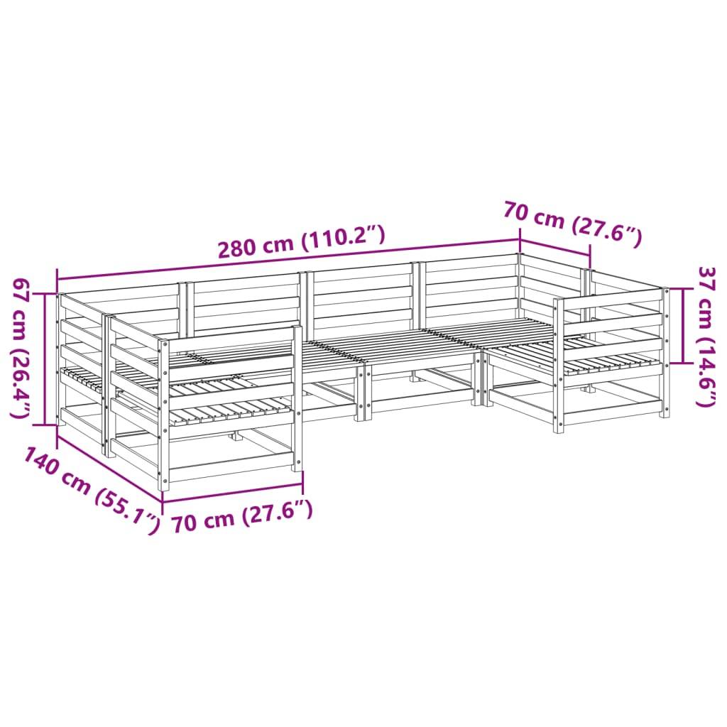 vidaXL 6-tlg. Garten-Sofagarnitur Massivholz Douglasie