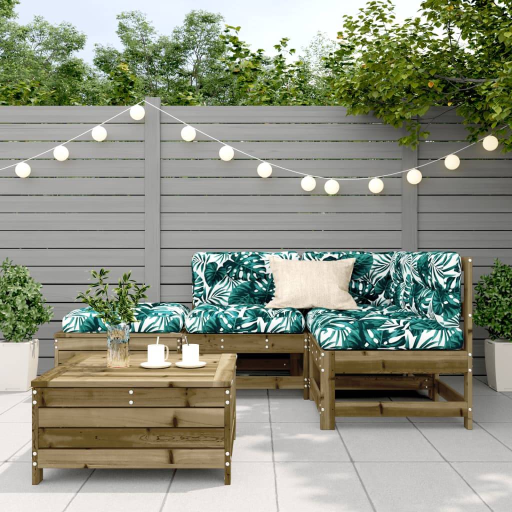 vidaXL 5-tlg. Garten-Lounge-Set mit Kissen Imprägniertes Kiefernholz