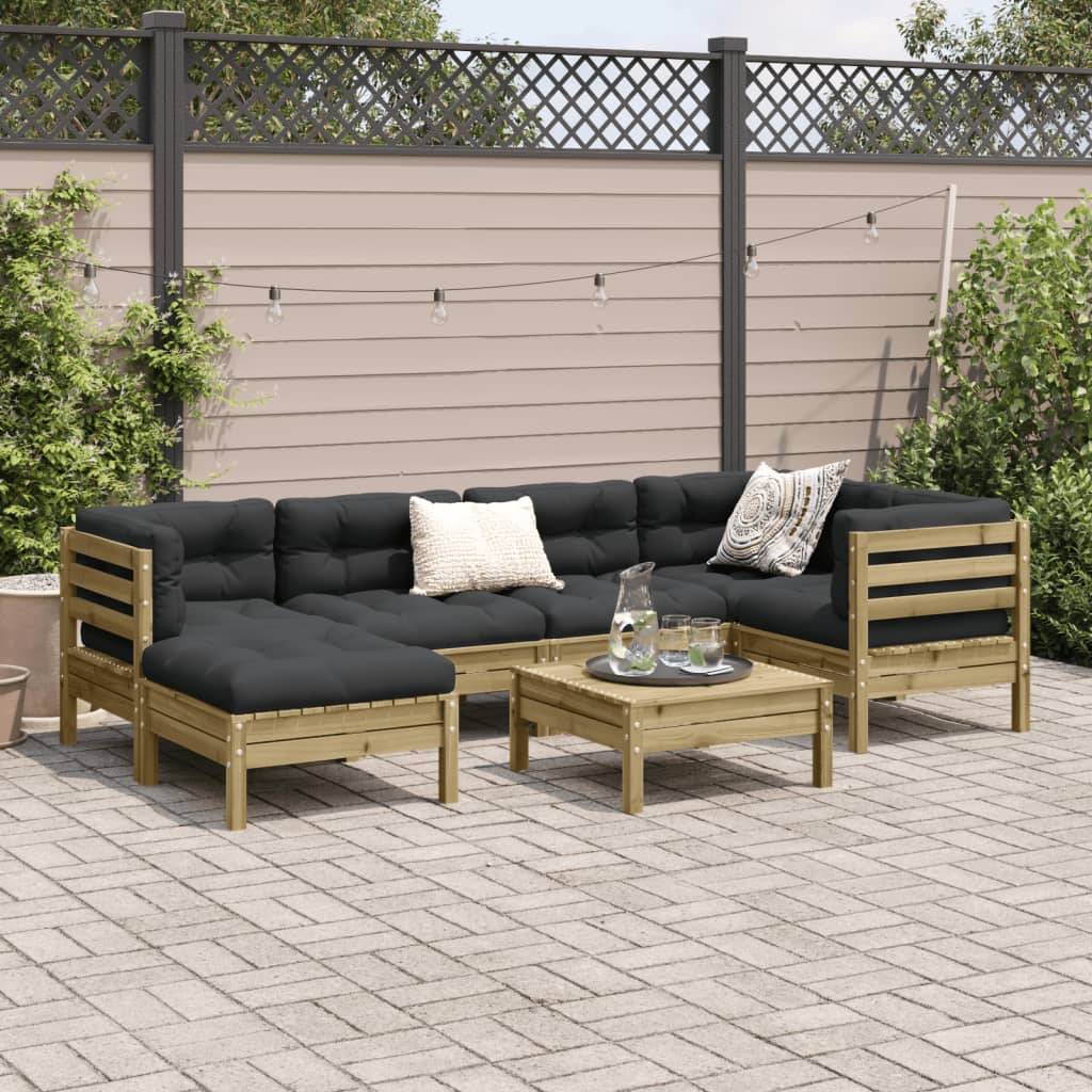 vidaXL 7-tlg. Garten-Sofagarnitur mit Kissen Kiefernholz Imprägniert