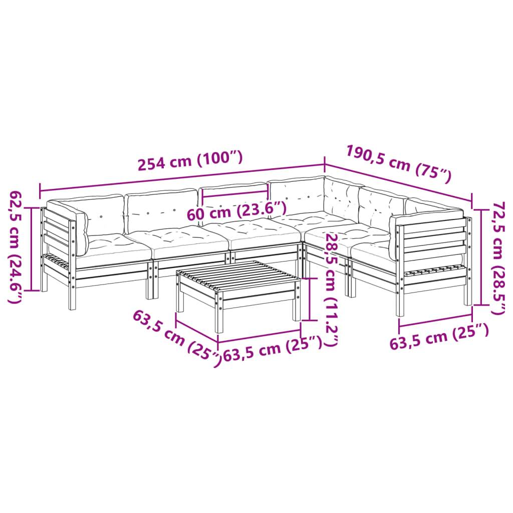 vidaXL 7-tlg. Garten-Sofagarnitur mit Kissen Kiefernholz Imprägniert