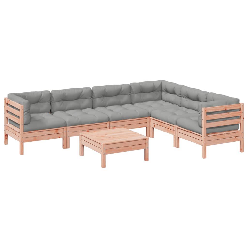 vidaXL 7-tlg. Garten-Sofagarnitur mit Kissen Massivholz Douglasie