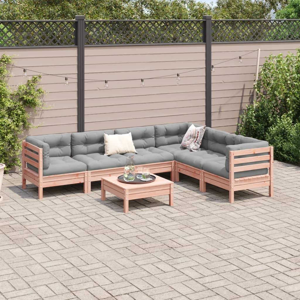 vidaXL 7-tlg. Garten-Sofagarnitur mit Kissen Massivholz Douglasie