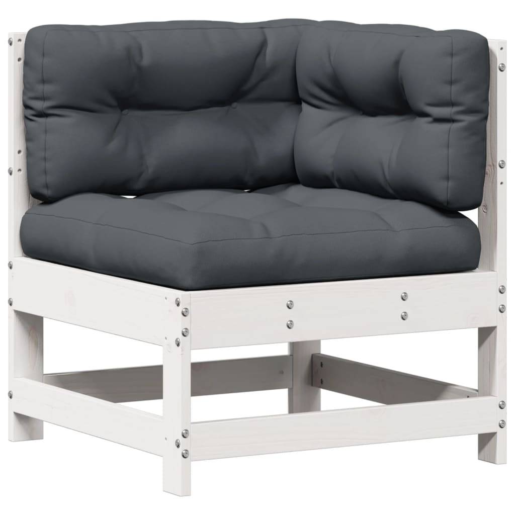 vidaXL 6-tlg. Garten-Lounge-Set mit Kissen Weiß Massivholz Kiefer
