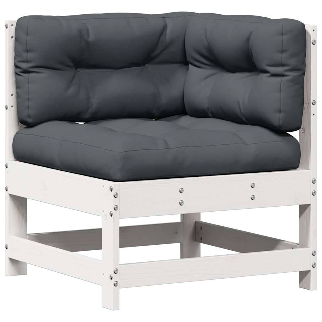 vidaXL 7-tlg. Garten-Lounge-Set mit Kissen Weiß Massivholz Kiefer