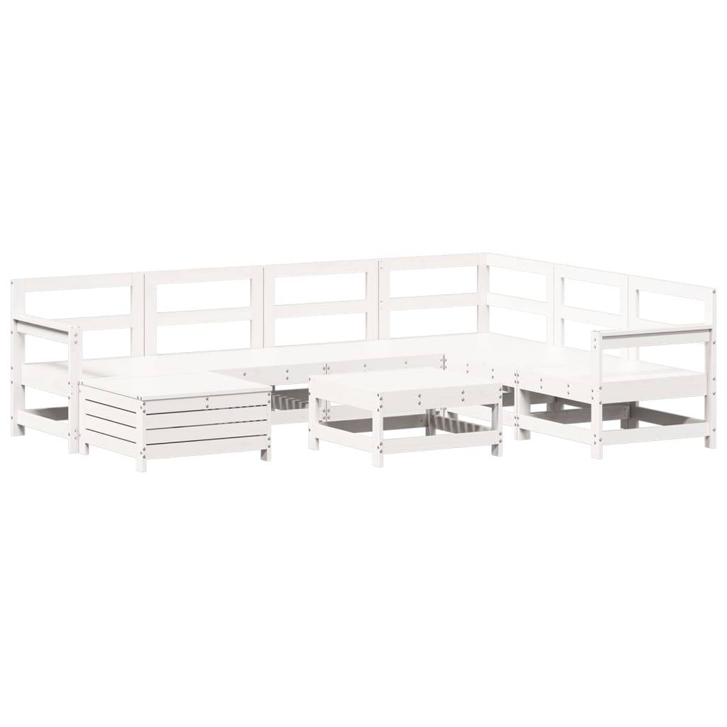 vidaXL 8-tlg. Garten-Sofagarnitur Weiß Massivholz Kiefer